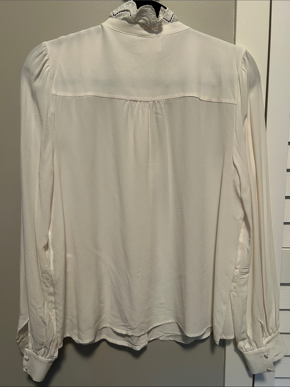 Sezane White Ruffle-Trim Button Blouse - Picture 6 of 7